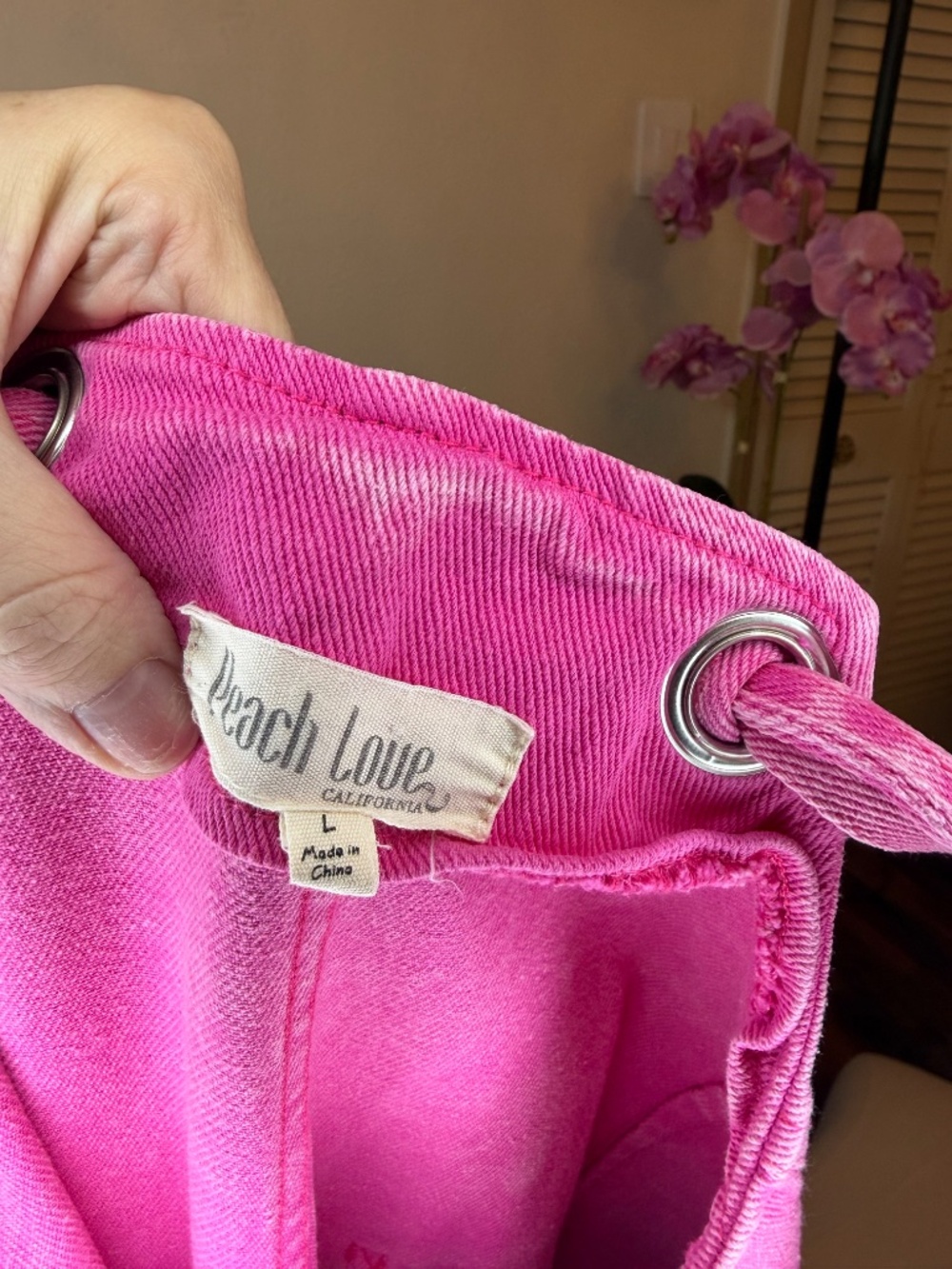 Peach Love California Pink Denim Wide Leg Overalls Size Large - Picture 5 of 7